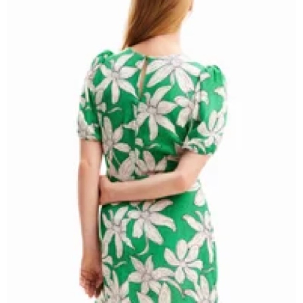 Desigual Green Floral EcoVero Mini Dress Size L - Picture 3 of 10